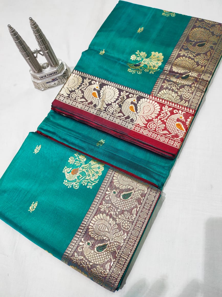 Pure Silk Parrot Green Peshwai Saree - Ladykart - Buy Saree Online in ...